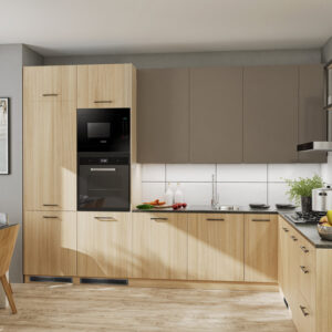 rift white oak modern cabinets kitchen, sand barbera oak by kronospan